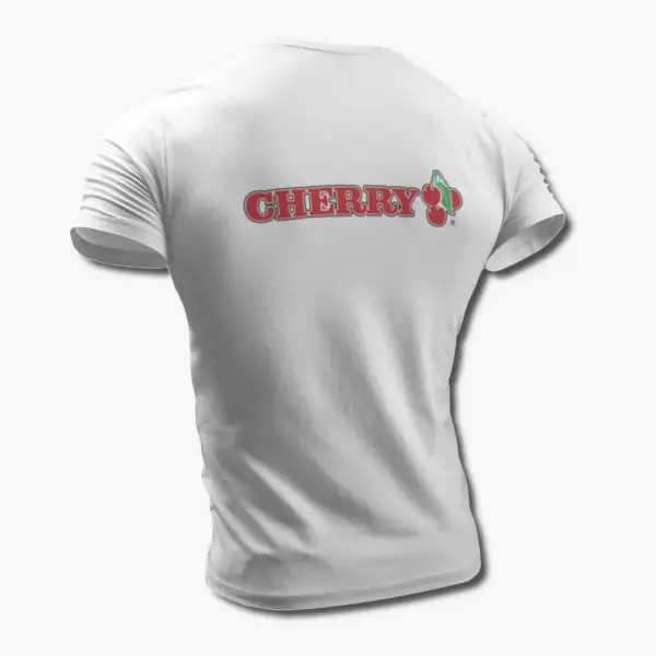 Cherry T-Shirt, Cherry Logo White Tee Shirt - Image 2