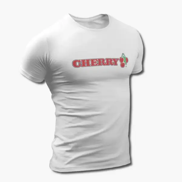 Cherry T-Shirt, Cherry Logo White Tee Shirt