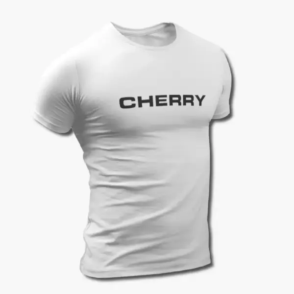 Cherry T-Shirt, Cherry Logo White Tee Shirt