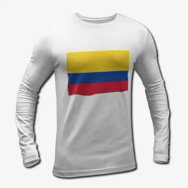 Colombia Flag Long Sleeve T-Shirt, Colombia's National Flag Long Sleeve Tee Shirt
