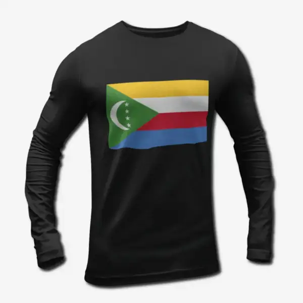 Comoros Flag Long Sleeve T-Shirt, Comoros's National Flag Long Sleeve Tee Shirt