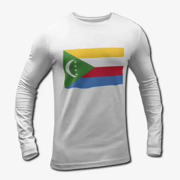 Comoros Flag Long Sleeve T-Shirt, Comoros's National Flag Long Sleeve Tee Shirt