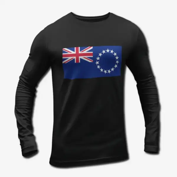 Cook Islands Flag Long Sleeve T-shirt, Cook Islands's National Flag Long Sleeve Tee Shirt