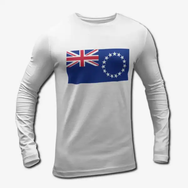 Cook Islands Flag Long Sleeve T-shirt, Cook Islands's National Flag Long Sleeve Tee Shirt