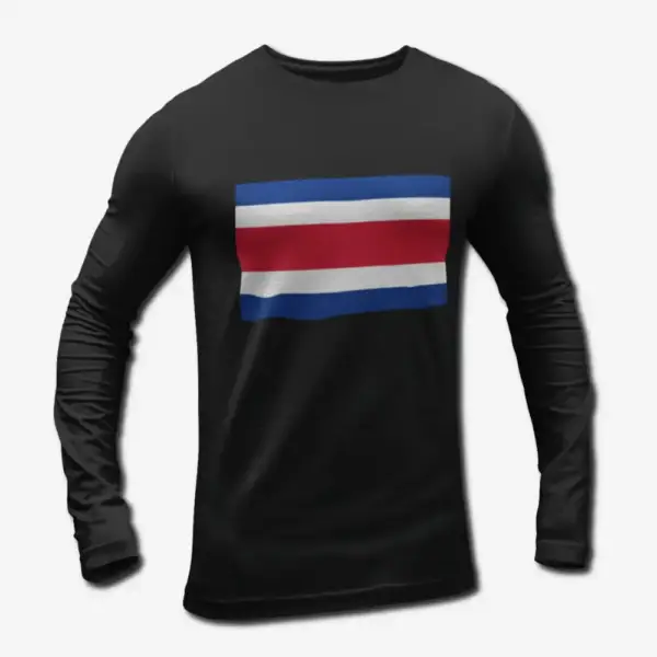 Costa Rica Flag Long Sleeve T-Shirt, Costa Rica's National Flag Long Sleeve Tee Shirt