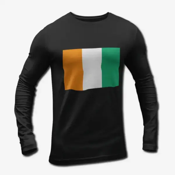 Cote d'Ivoire Flag Long Sleeve T-Shirt, Cote d'Ivoire's National Flag Long Sleeve Tee Shirt