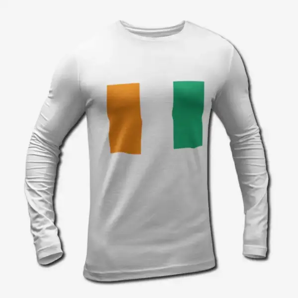 Cote d'Ivoire Flag Long Sleeve T-Shirt, Cote d'Ivoire's National Flag Long Sleeve Tee Shirt