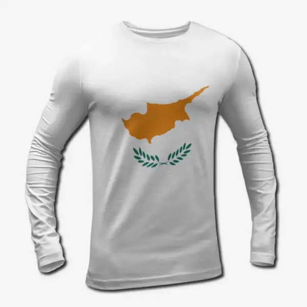 Cyprus Flag Long Sleeve T-Shirt, Cyprus's National Flag Long Sleeve Tee Shirt