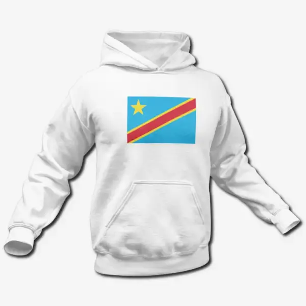 Democratic Republic of the Congo Flag Hoodie, Democratic Republic of the Congo's National Flag Hooded Sweatshirt