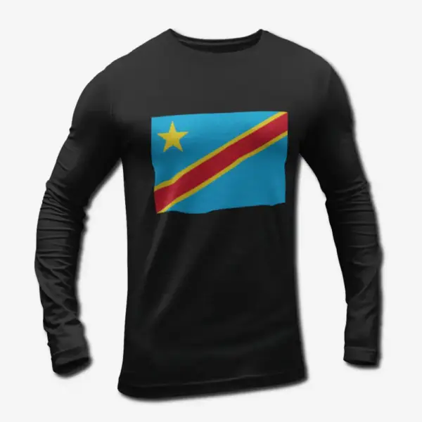 Democratic Republic of the Congo Flag Long Sleeve T-Shirt, Democratic Republic of the Congo's National Flag Long Sleeve Tee Shirt