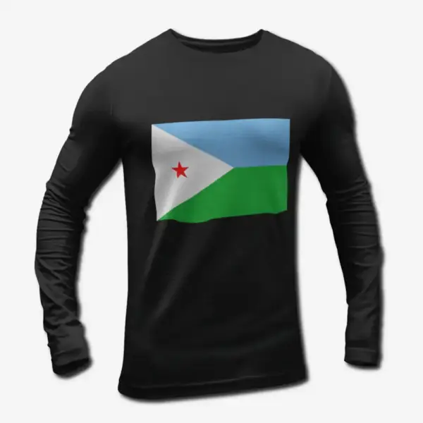 Djibouti Flag Long Sleeve T-Shirt, Djibouti's National Flag Long Sleeve Tee Shirt