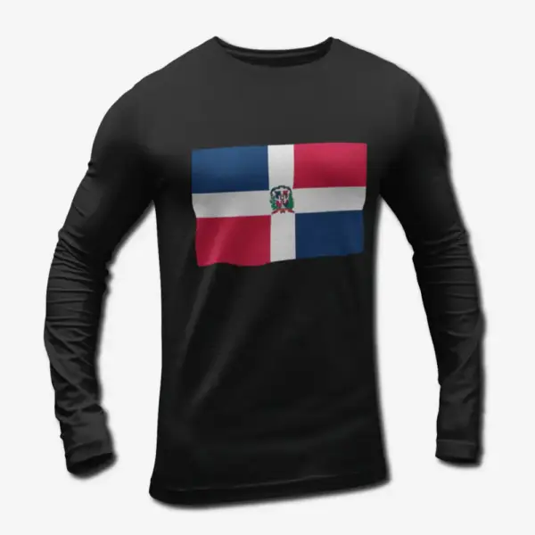 Dominican Republic Flag Long Sleeve T-Shirt, Dominican Republic's National Flag Long Sleeve Tee Shirt