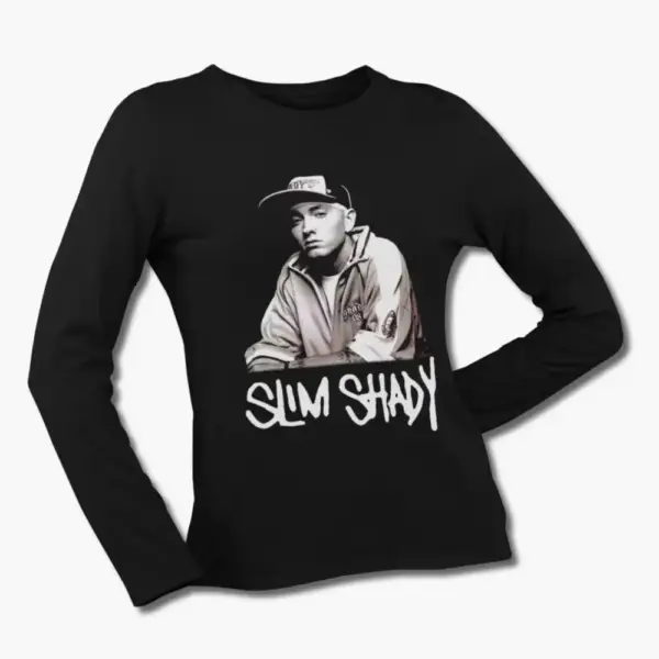 Eminem Long Sleeve T-Shirt, Eminem Slim Shady Black Longsleeve Tee Shirt