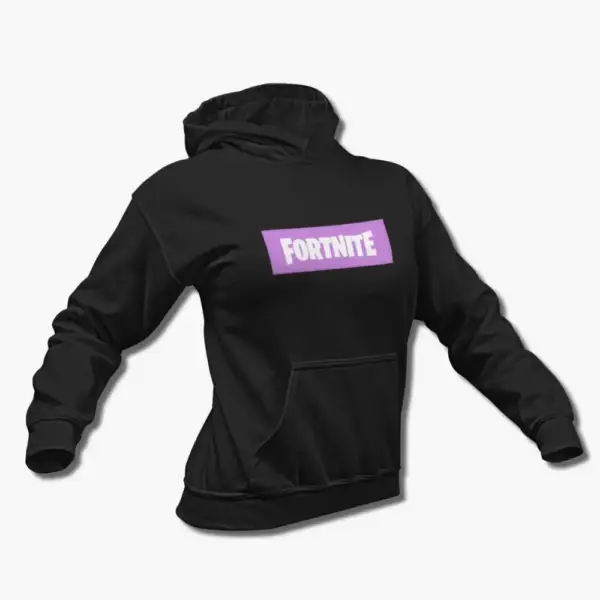 Fortnite Hoodie, Fortnite Pink Logo Black Hooded Sweatshirt