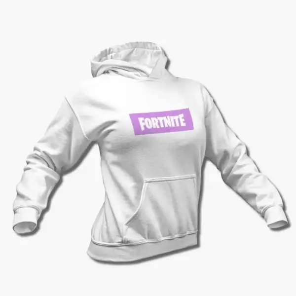 Fortnite Hoodie, Fortnite Pink Logo White Hooded Sweatshirt