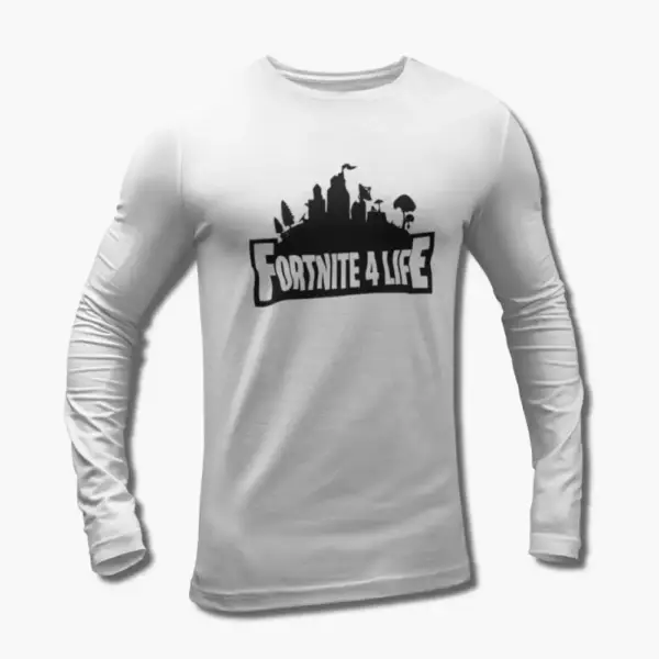 Fortnite Long Sleeve T-Shirt, Fortnite 4 Life White Longsleeve Tee Shirt