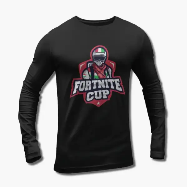 Fortnite Long Sleeve T-Shirt, Fortnite Cup Black Longsleeve Tee Shirt
