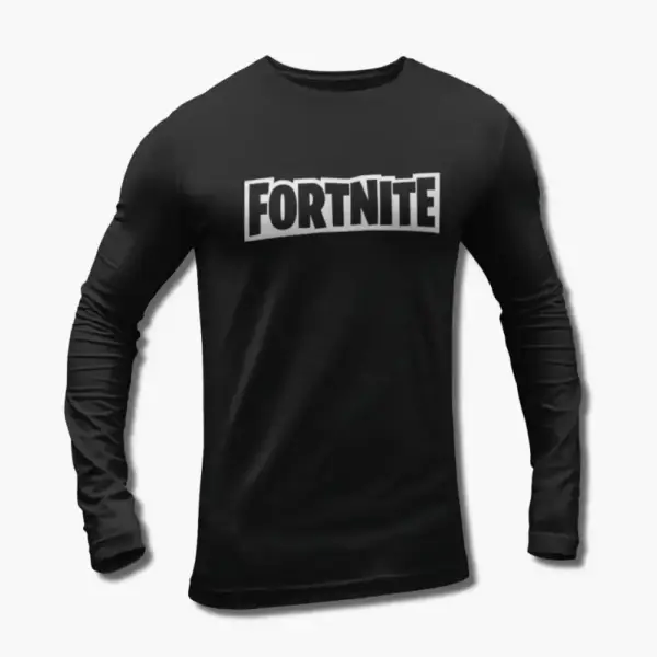 Fortnite Long Sleeve T-Shirt, Fortnite Logo Black Longsleeve Tee Shirt
