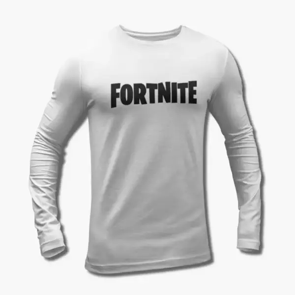 Fortnite Long Sleeve T-Shirt, Fortnite Logo White Longsleeve Tee Shirt