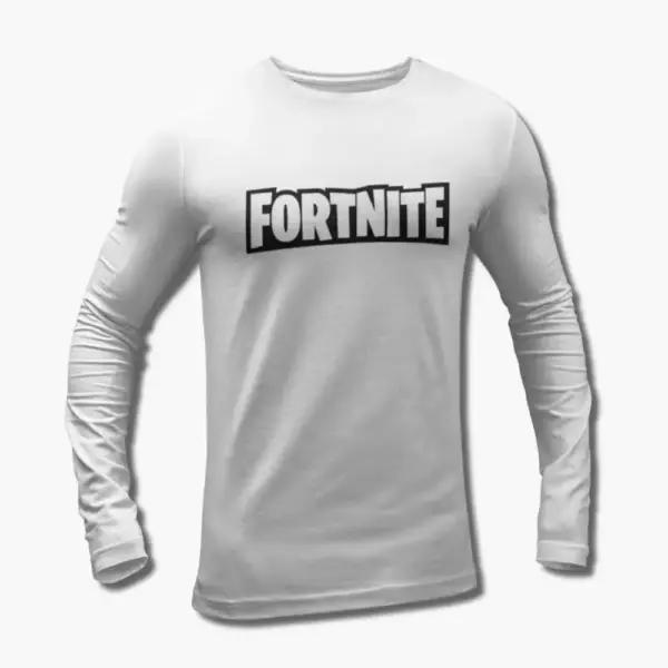 Fortnite Long Sleeve T-Shirt, Fortnite Logo White Longsleeve Tee Shirt