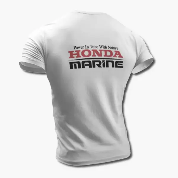 Honda Marine T-Shirt, Honda Marine Logo White Tee Shirt - Image 2