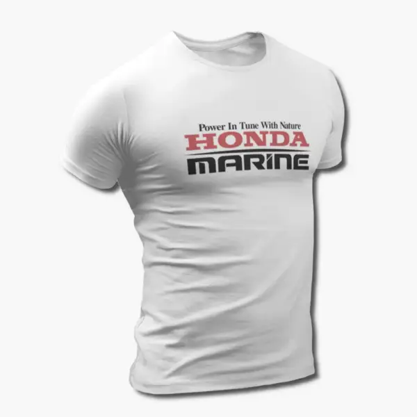 Honda Marine T-Shirt, Honda Marine Logo White Tee Shirt