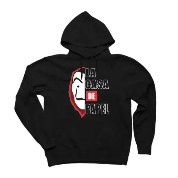 La Casa De Papel Half Face Hoodie, La Casa De Papel Half Face Hooded Sweatshirt