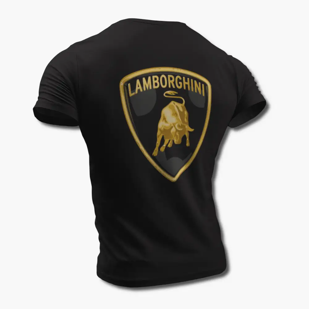 Lamborghini T-Shirt, Lamborghini Logo Black Tee Shirt - Image 2
