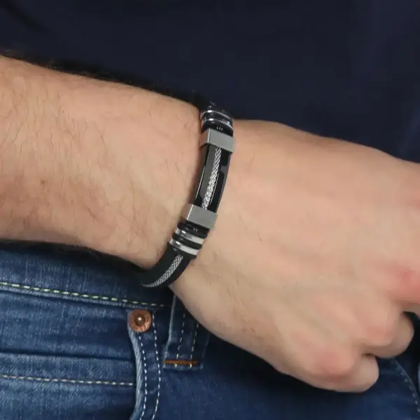 Black Ipc Plating Rubber Bracelet - Image 3