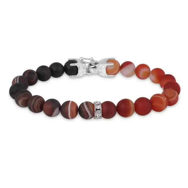 Matte Agate Silver Bracelet