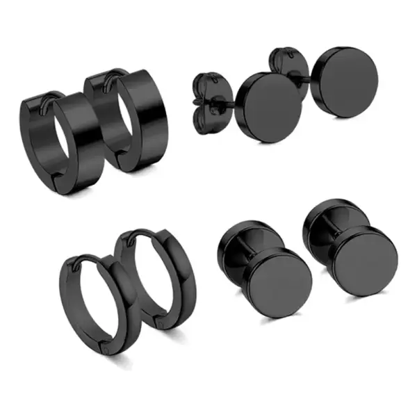 Black Steel 4 Set Unisex Earring