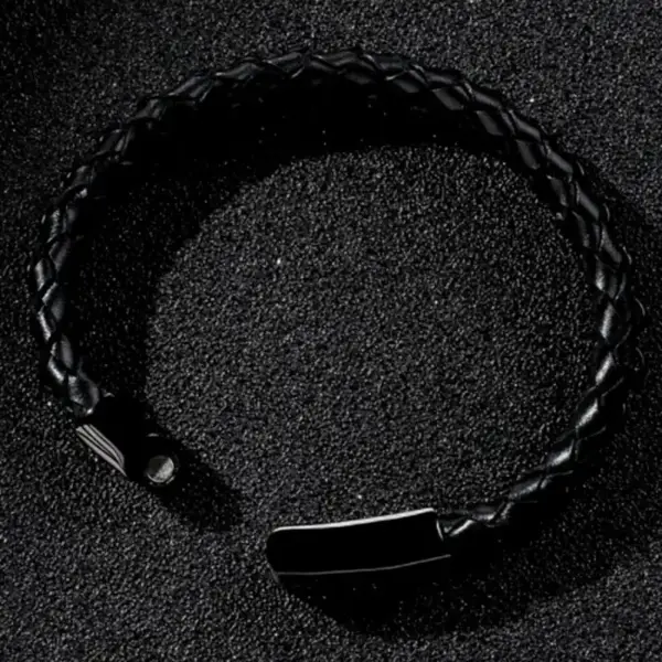 Leather with Black Steel Bracelet - Image 3