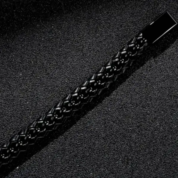 Leather with Black Steel Bracelet - Image 4