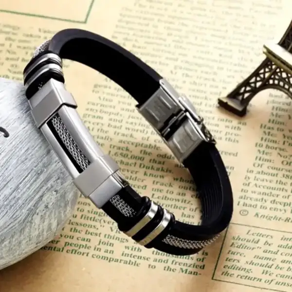 Twisted Steel Rubber Bracelet - Image 2