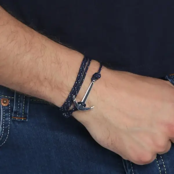 Navy Blue Drawstring Anchor Bracelet - Image 2