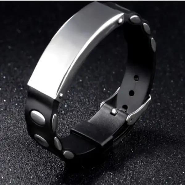 Rubber Bracelet with Steel Component - Image 2