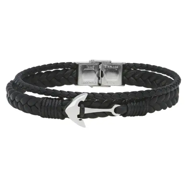 Genuine Knitted Leather, Anchor Bracelet