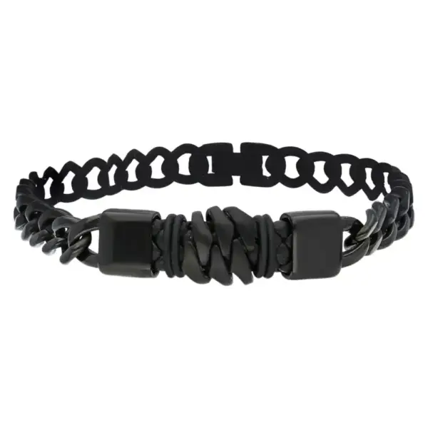 Genuine Leather Bracelet with Steel Component