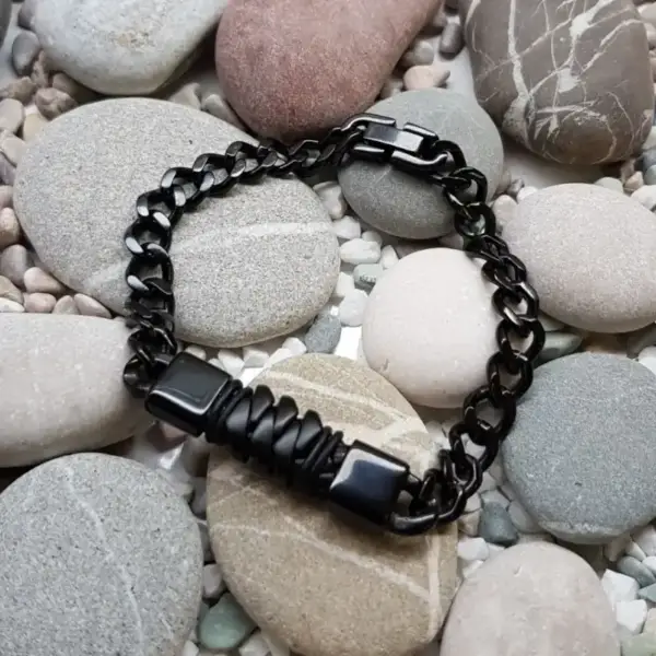 Genuine Leather Bracelet with Steel Component - Image 2