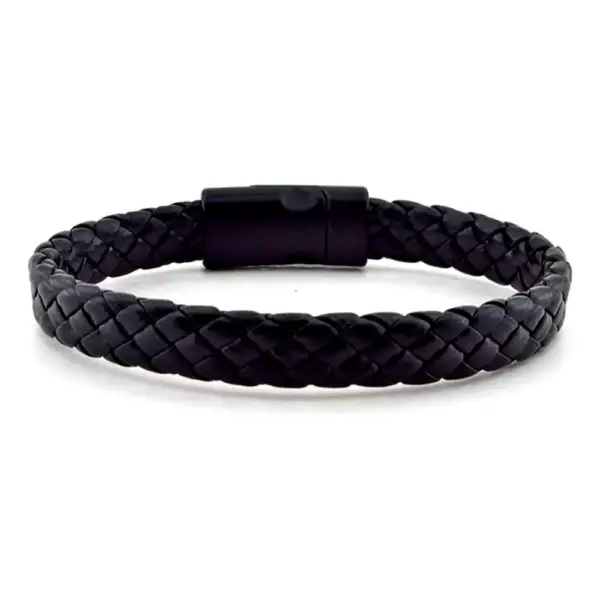 Black Braided Leather Bracelet