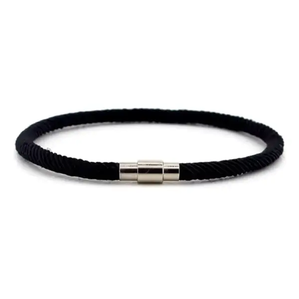 Single Row, Slim Design, Black Braided Cord Bracelet