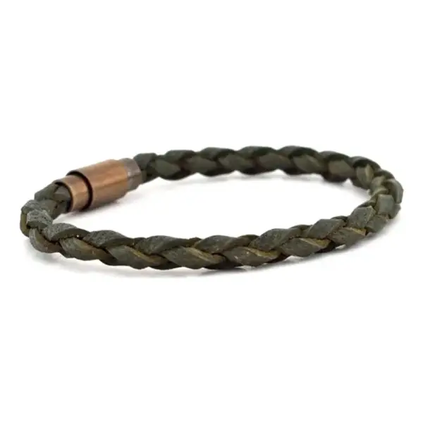 Genuine Leather, Khaki Green Bracelet - Image 2