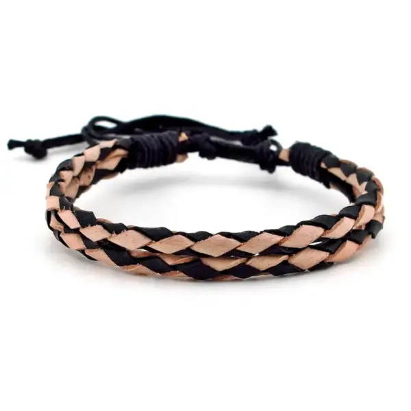 Colored, Two Line Leather Bracelet