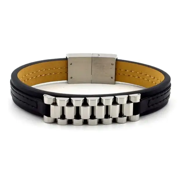 Black Genuine Leather Bracelet