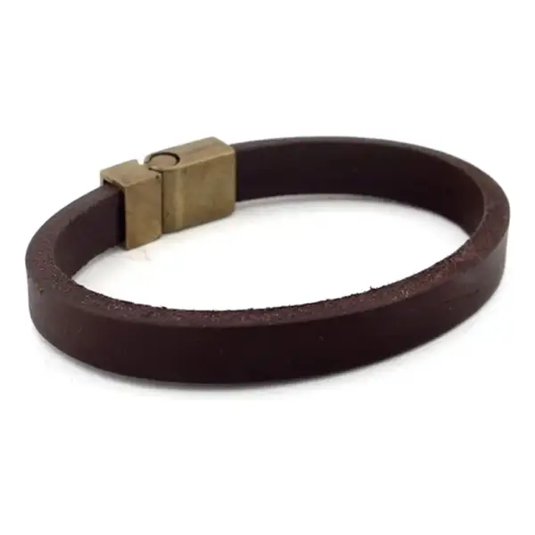 Genuine Brown Leather Bracelet - Image 2