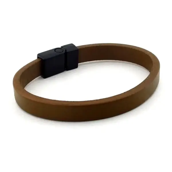 Genuine Light Brown Leather Bracelet - Image 2