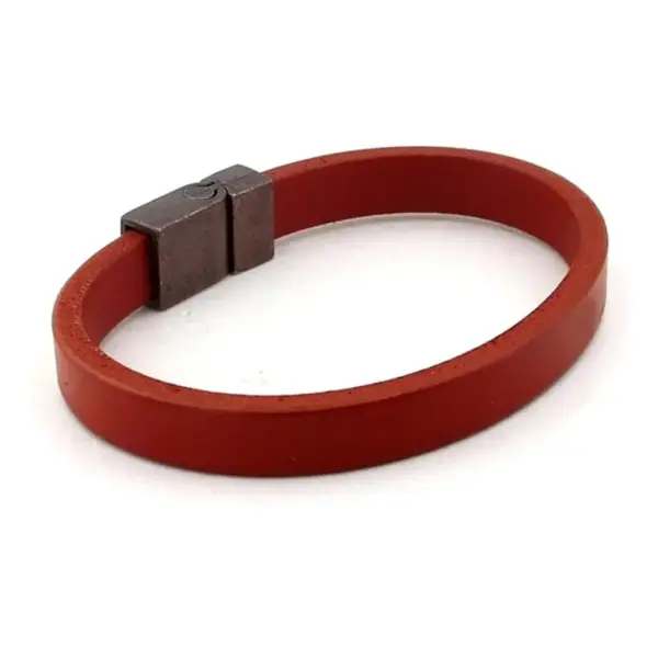Red Colour Genuine Leather Bracelet - Image 2