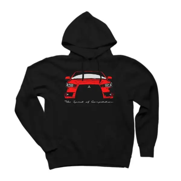 Mitsubishi Evo Red Hoodie, Mitsubishi Evo Red Hooded Sweatshirt