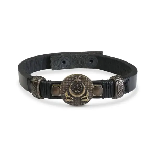 Moon Star Wolf Leather Bracelet