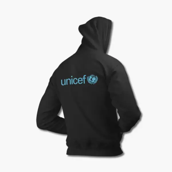 Unicef Hoodie, Unicef Logo Black Hoodie - Image 2